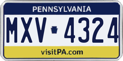 PA license plate MXV4324