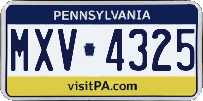 PA license plate MXV4325