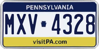 PA license plate MXV4328