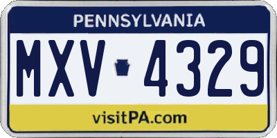 PA license plate MXV4329