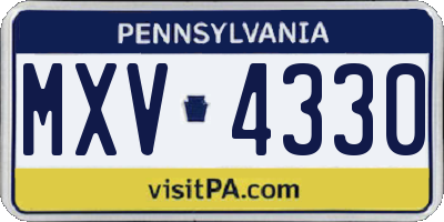 PA license plate MXV4330