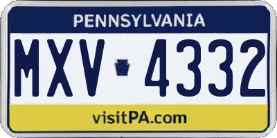 PA license plate MXV4332