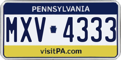 PA license plate MXV4333