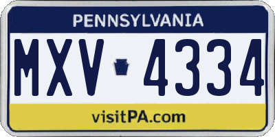 PA license plate MXV4334
