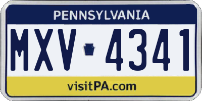 PA license plate MXV4341