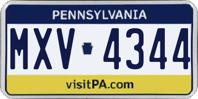 PA license plate MXV4344