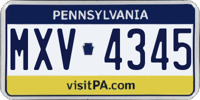 PA license plate MXV4345