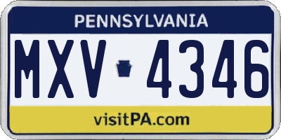 PA license plate MXV4346