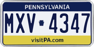 PA license plate MXV4347