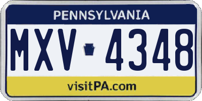 PA license plate MXV4348