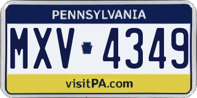 PA license plate MXV4349