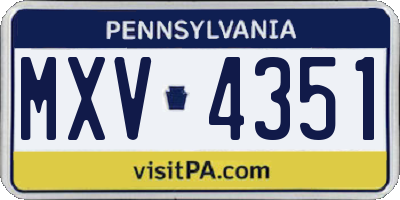 PA license plate MXV4351