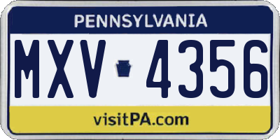 PA license plate MXV4356