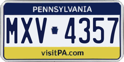 PA license plate MXV4357