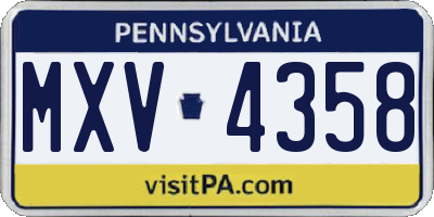 PA license plate MXV4358