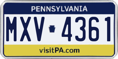 PA license plate MXV4361