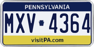 PA license plate MXV4364