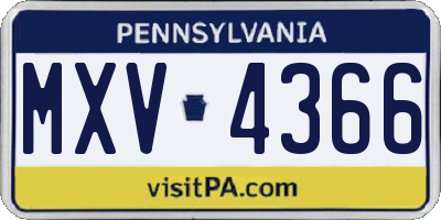 PA license plate MXV4366