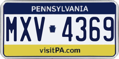 PA license plate MXV4369