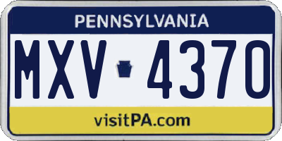 PA license plate MXV4370
