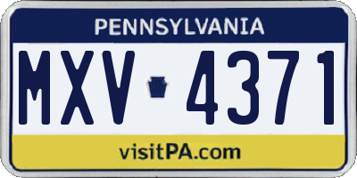 PA license plate MXV4371