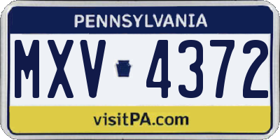 PA license plate MXV4372