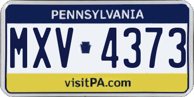 PA license plate MXV4373