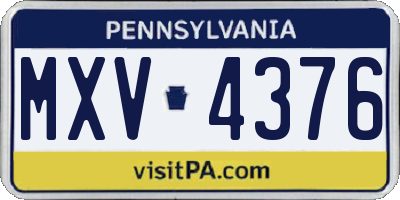 PA license plate MXV4376
