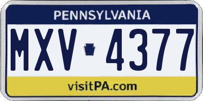 PA license plate MXV4377