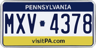 PA license plate MXV4378