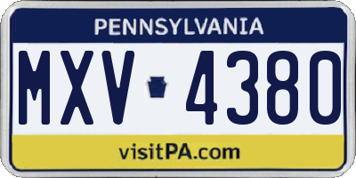 PA license plate MXV4380