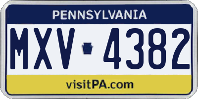 PA license plate MXV4382