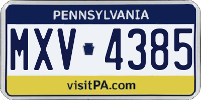 PA license plate MXV4385