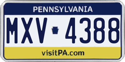 PA license plate MXV4388