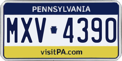 PA license plate MXV4390