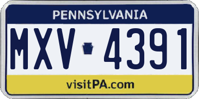 PA license plate MXV4391