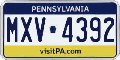 PA license plate MXV4392