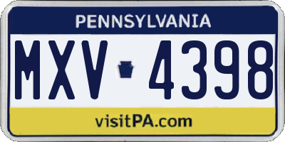 PA license plate MXV4398