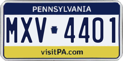 PA license plate MXV4401