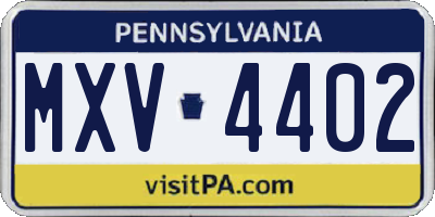 PA license plate MXV4402