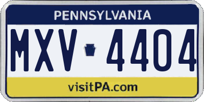 PA license plate MXV4404