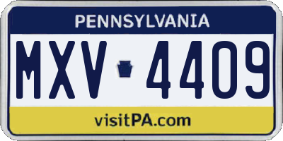 PA license plate MXV4409