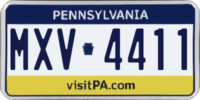 PA license plate MXV4411