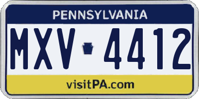 PA license plate MXV4412