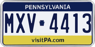 PA license plate MXV4413