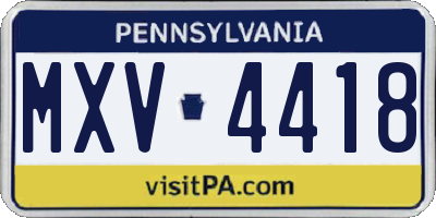 PA license plate MXV4418