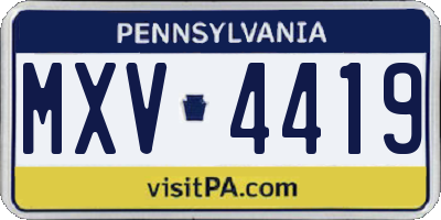 PA license plate MXV4419