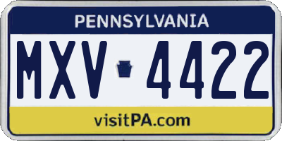PA license plate MXV4422
