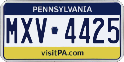 PA license plate MXV4425