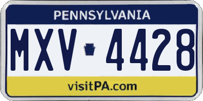 PA license plate MXV4428
